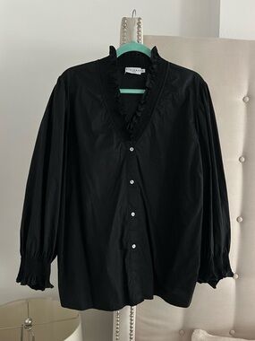 New Harshman LA black ruffle top